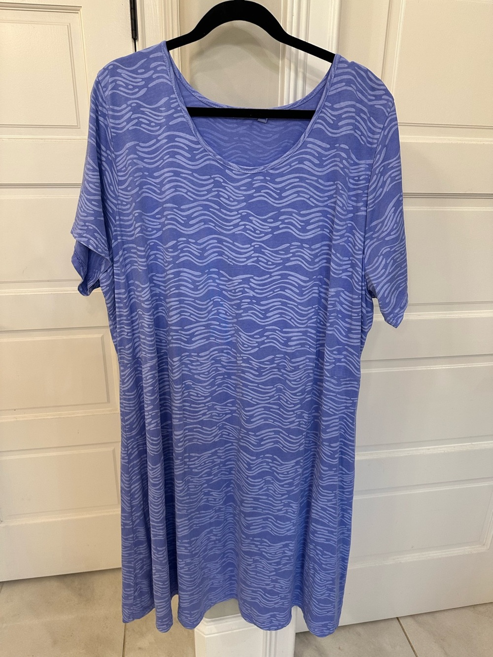 FRESH PRODUCE Purple Waves Short Sleeve Dress Size 3X Plus Scoop Neck Beach EUC!
